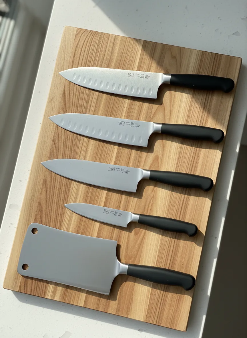 Knife cutting vegetables