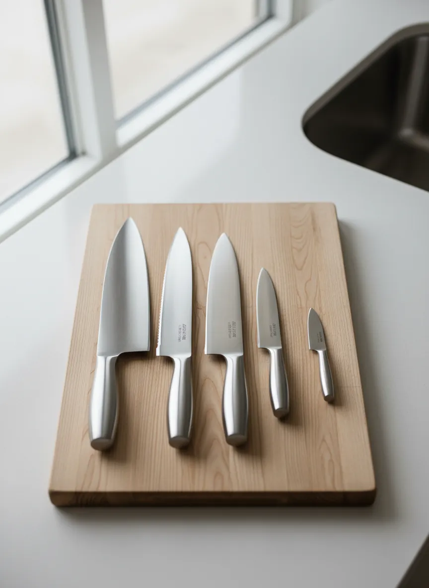 Knife slicing bread