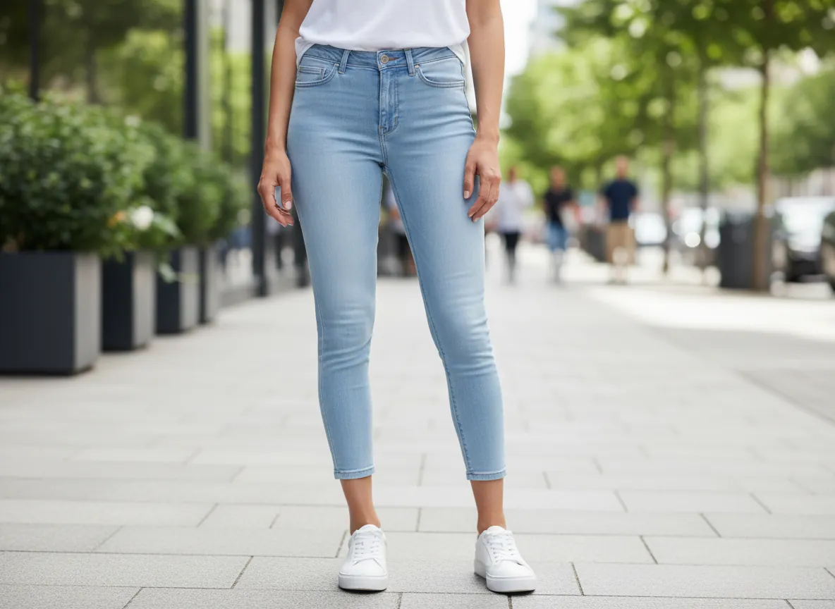 Blazer styling with wide leg jeans
