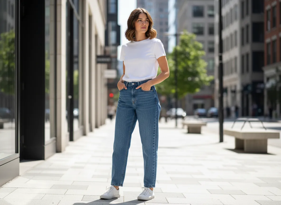 Tucked blouse with heels