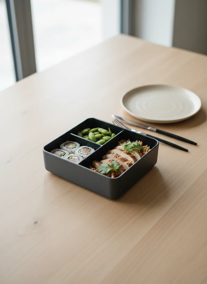 Open Bento Box with Compartments