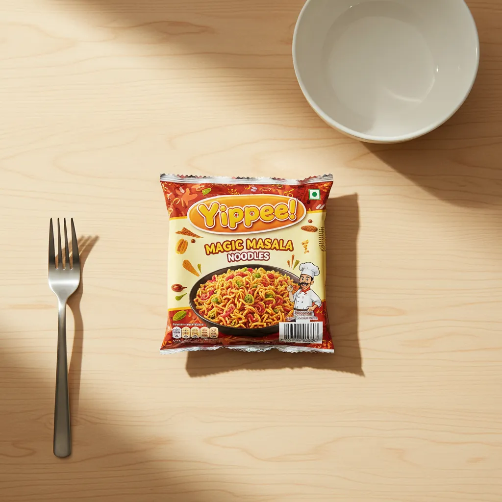 Yippee Magic Masala Noodles Package with vibrant masala and vegetables