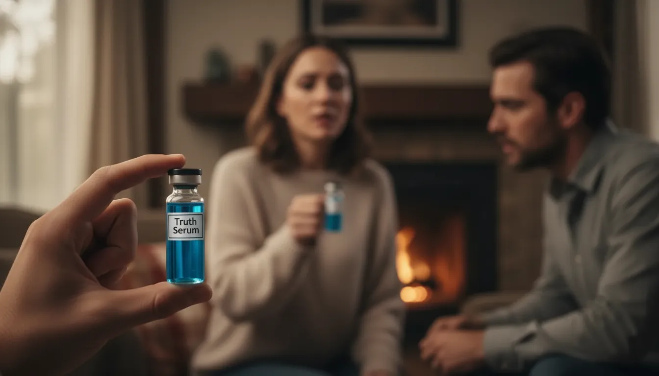 Suspenseful scene with glowing liquid and timer