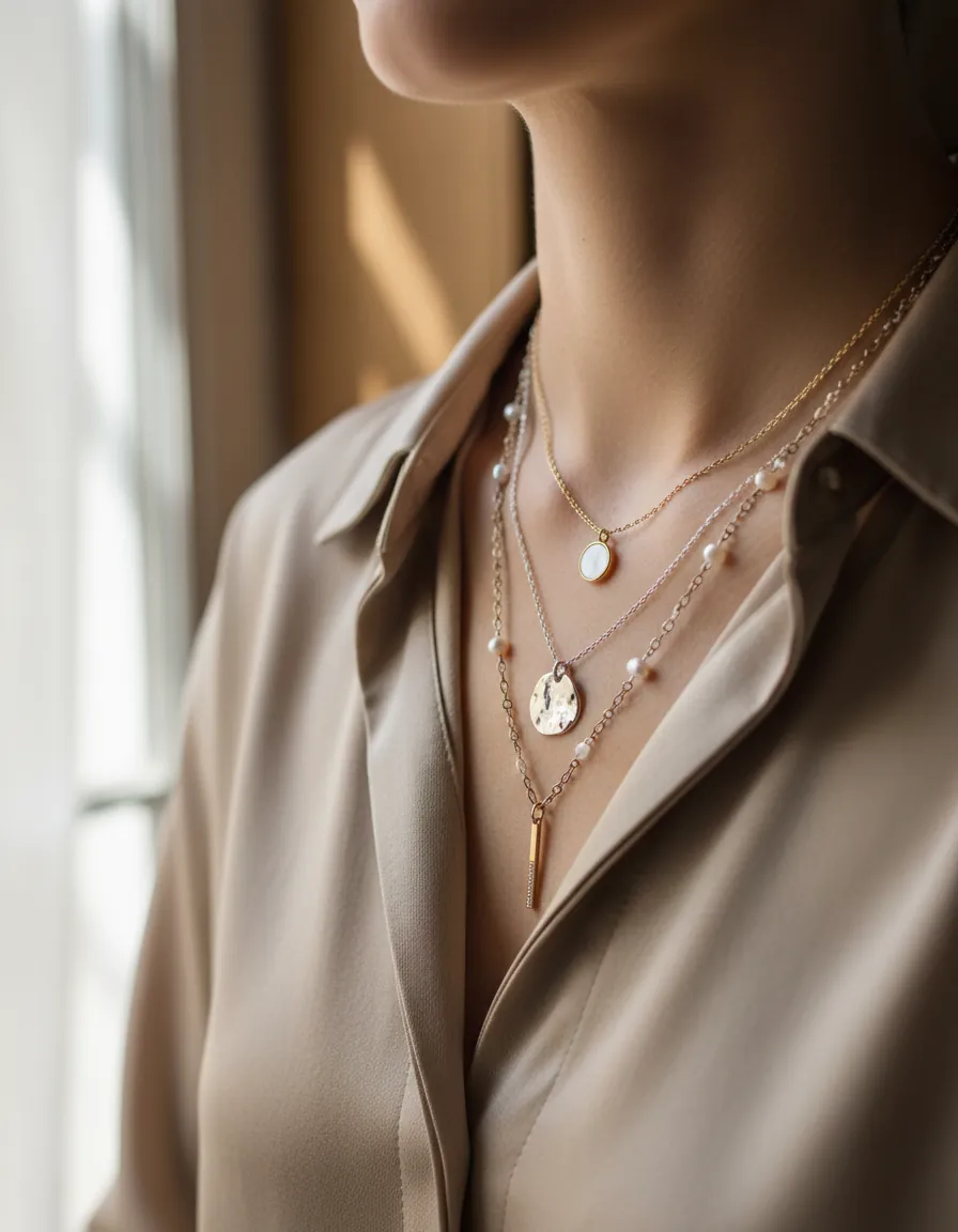 Layered necklace styling