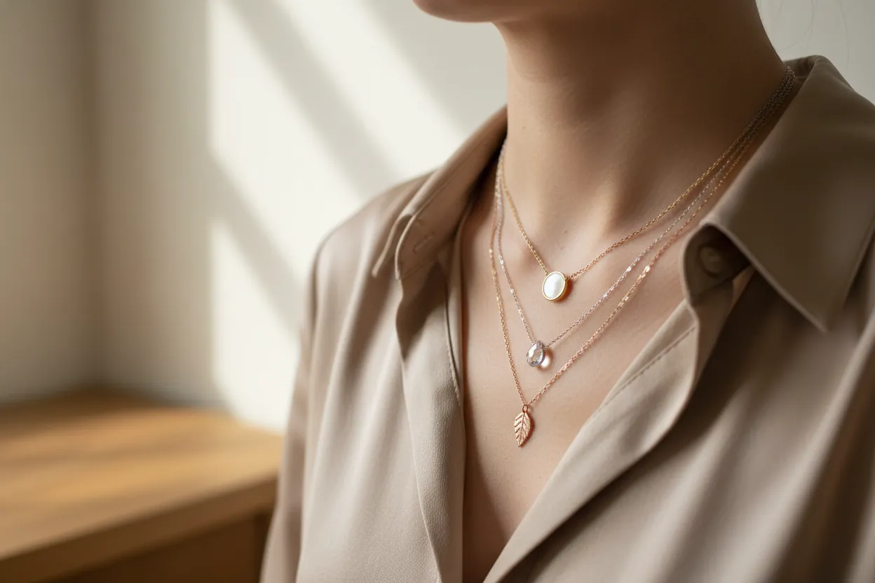 Beautifully styled layered necklaces