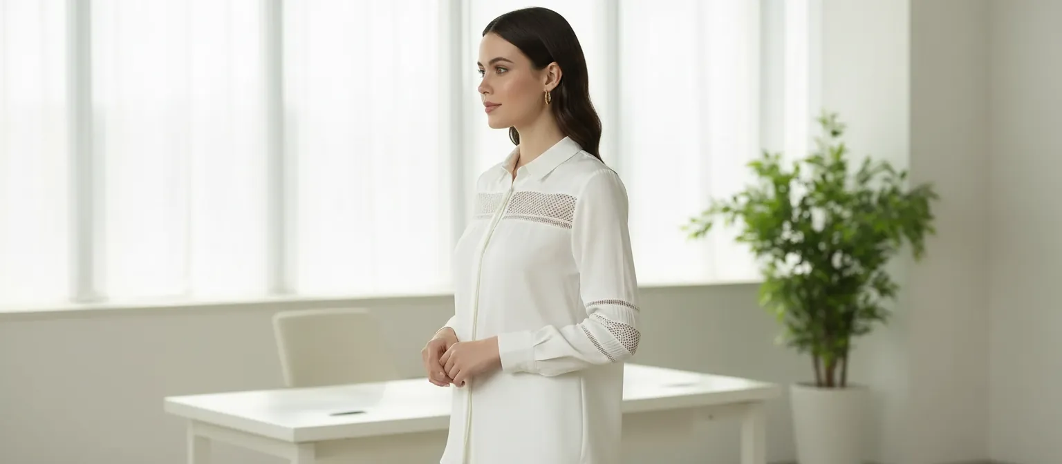 Premium Ladies T-Shirt in action - office and casual wear