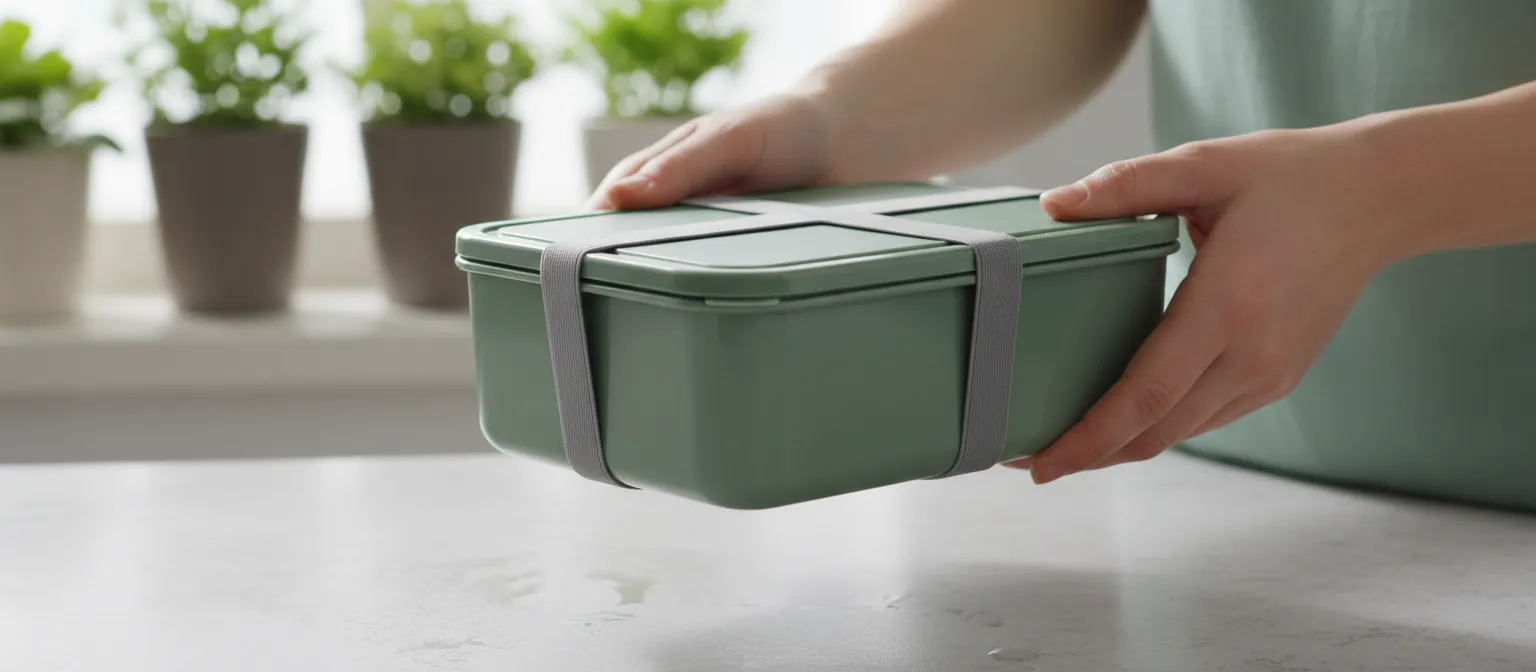 Step by step illustration showing pack food, seal tight, enjoy hot lunch later