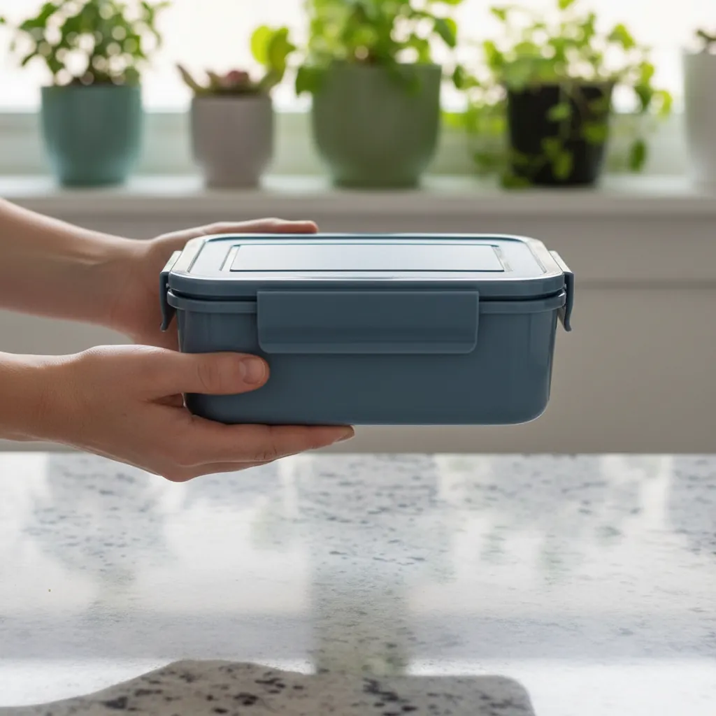 Hot delicious meal in Bento Box with steam