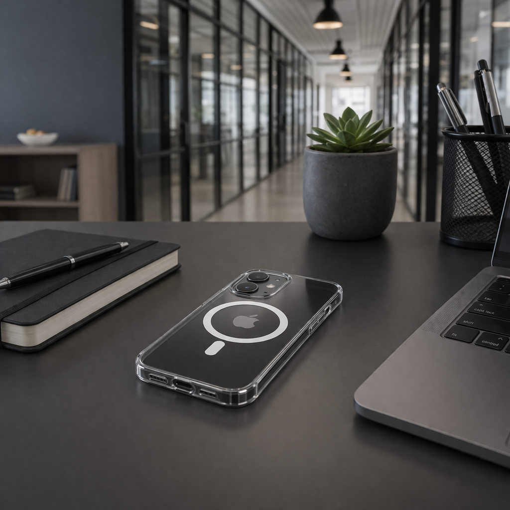 Office setup with iPhone