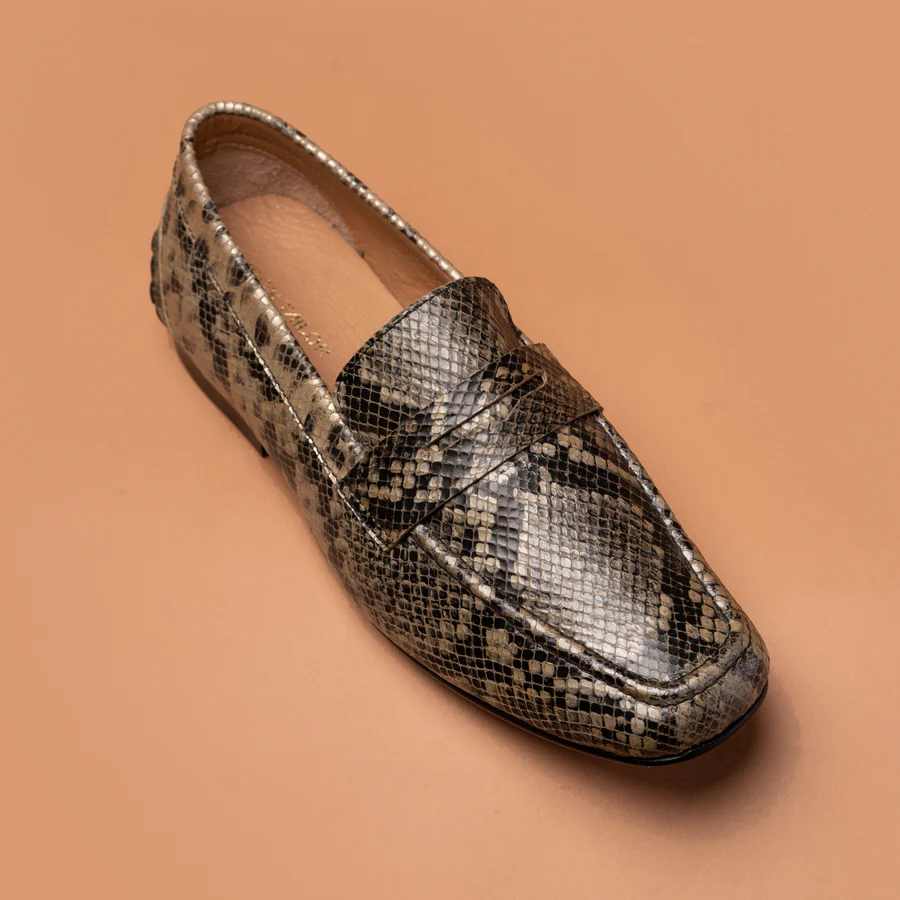 Python Print Loafer side view showing premium leather construction