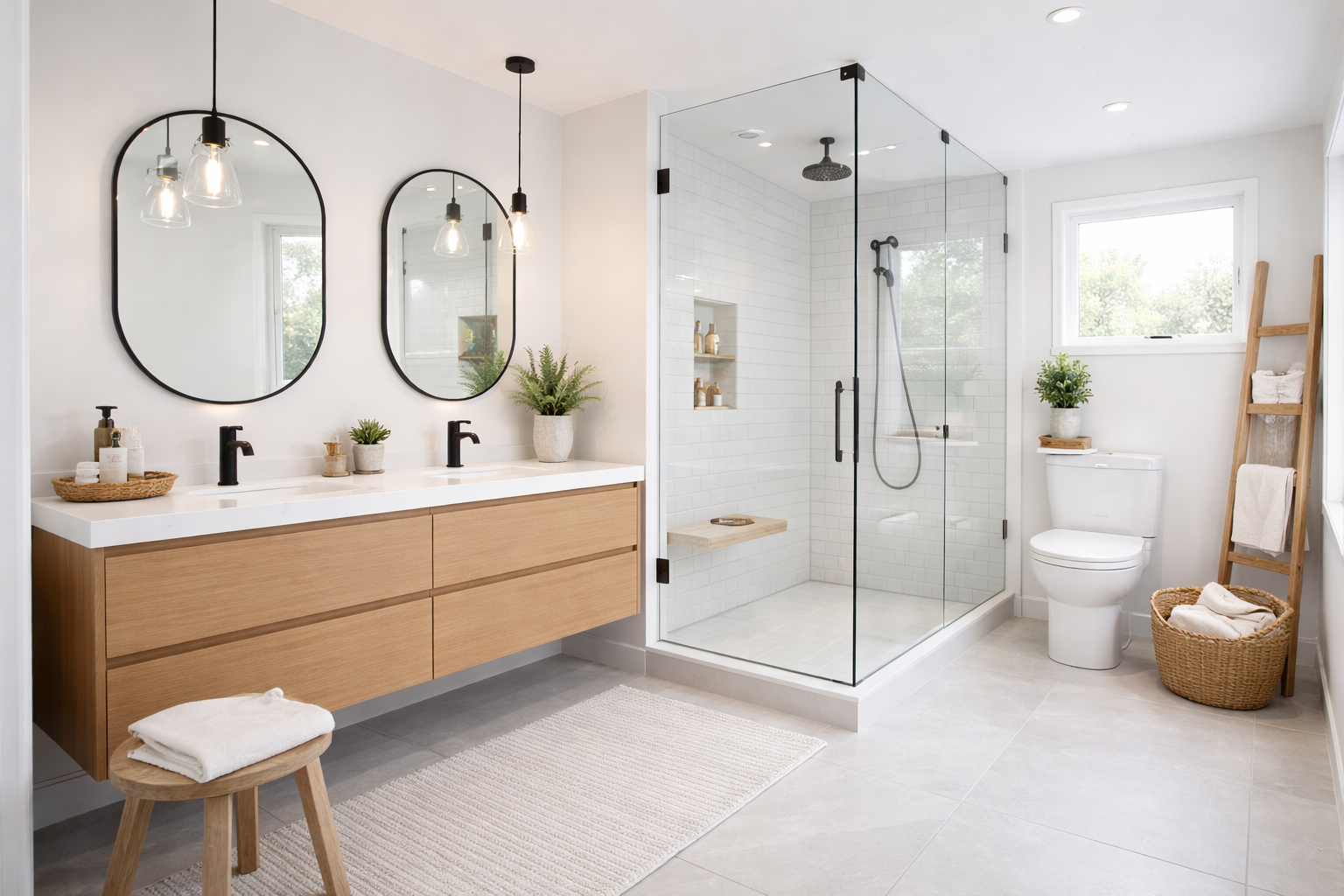 Modern bathroom with fixtures and design elements