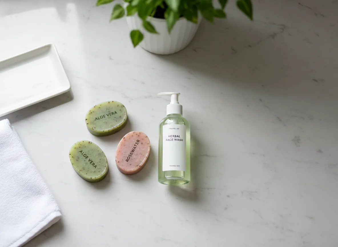 Pure natural soap bars with aloe vera and rose petals